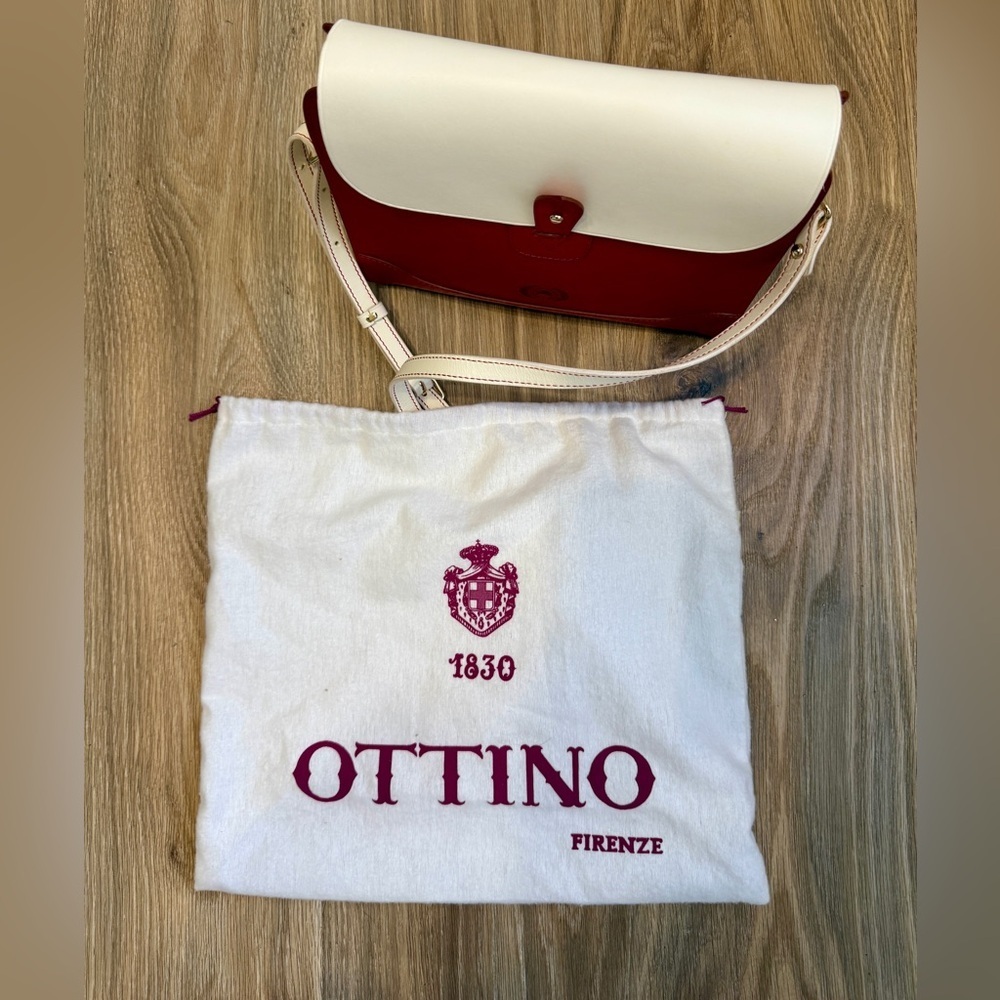 Ottino Firenze 1830 Red White Leather Crossbody Bag LNC